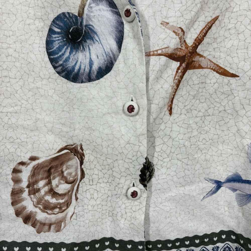 Calypso St Barth Women Sea Creatures Top Size S Linen Blend Beach Vacation Coast - Picture 4 of 9
